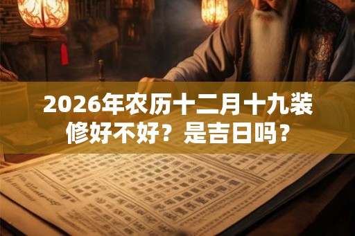 2026年农历十二月十九装修好不好？是吉日吗？