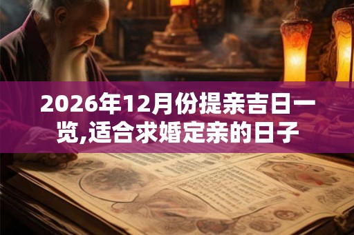 2026年12月份提亲吉日一览,适合求婚定亲的日子