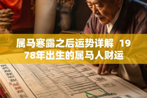 属马寒露之后运势详解  1978年出生的属马人财运