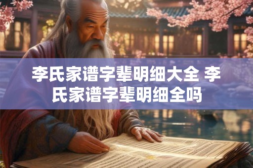 李氏家谱字辈明细大全 李氏家谱字辈明细全吗