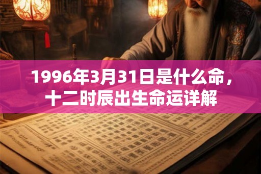 1996年3月31日是什么命，十二时辰出生命运详解