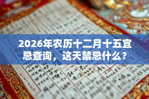 2026年农历十二月十五宜忌查询，这天禁忌什么？