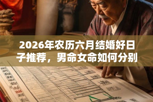2026年农历六月结婚好日子推荐,男命女命如何分别选择结婚吉日? 2026年农历六月结婚好日子推荐,男命女命如何分别选择结婚吉日?