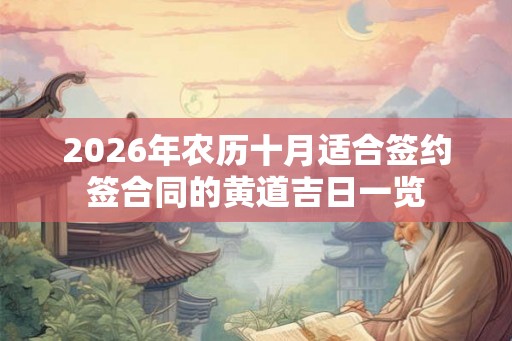 2026年农历十月适合签约签合同的黄道吉日一览