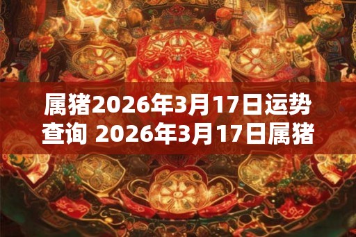 属猪2026年3月17日运势查询 2026年3月17日属猪运气详解