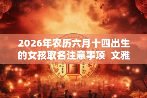 2026年农历六月十四出生的女孩取名注意事项 文雅有内涵的名字鉴赏 2026年农历六月十四出生的女孩取名注意事项 文雅有内涵的名字鉴赏