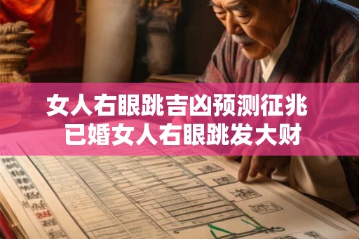 女人右眼跳吉凶预测征兆 已婚女人右眼跳发大财 女人右眼跳吉凶预测征兆 已婚女人右眼跳发大财