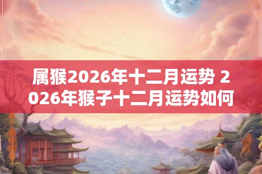属猴2026年十二月运势 2026年猴子十二月运势如何
