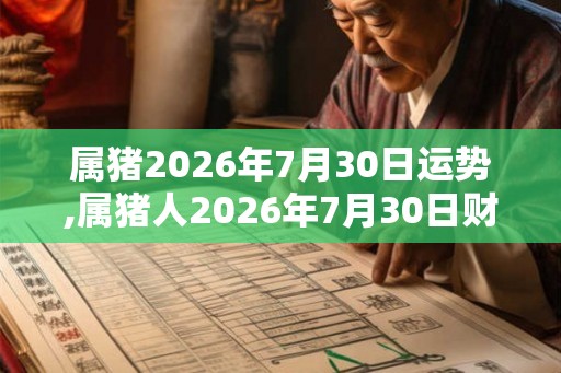 属猪2026年7月30日运势,属猪人2026年7月30日财运,生肖猪2026年7月30日运势