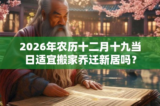 2026年农历十二月十九当日适宜搬家乔迁新居吗？