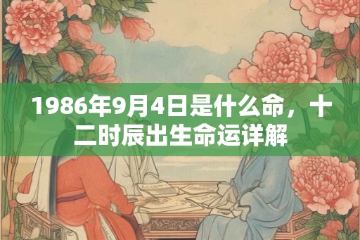 1986年9月4日是什么命，十二时辰出生命运详解