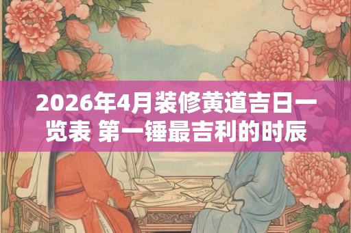 2026年4月装修黄道吉日一览表 第一锤最吉利的时辰