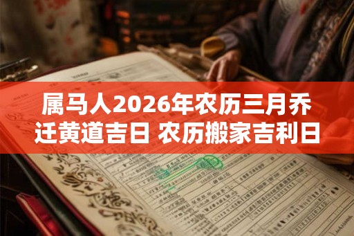 属马人2026年农历三月乔迁黄道吉日 农历搬家吉利日子 属马人2026年农历三月乔迁黄道吉日 农历搬家吉利日子