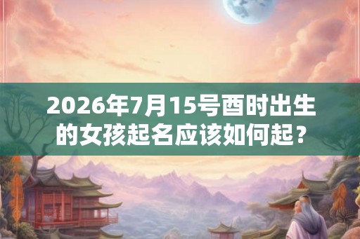 2026年7月15号酉时出生的女孩起名应该如何起？
