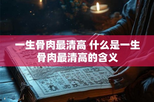 一生骨肉最清高 什么是一生骨肉最清高的含义