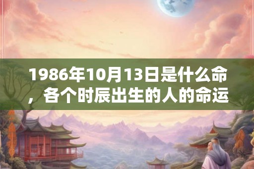 1986年10月13日是什么命，各个时辰出生的人的命运