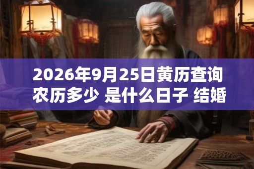 2026年9月25日黄历查询 农历多少 是什么日子 结婚吉时