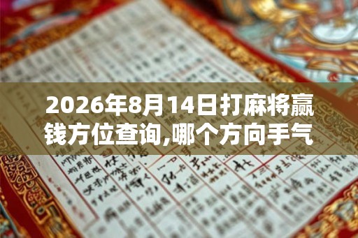 2026年8月14日打麻将赢钱方位查询,哪个方向手气佳 2026年8月14日打麻将赢钱方位查询,哪个方向手气佳