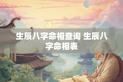 生辰八字命相查询 生辰八字命相表