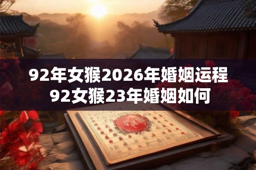 92年女猴2026年婚姻运程 92女猴23年婚姻如何