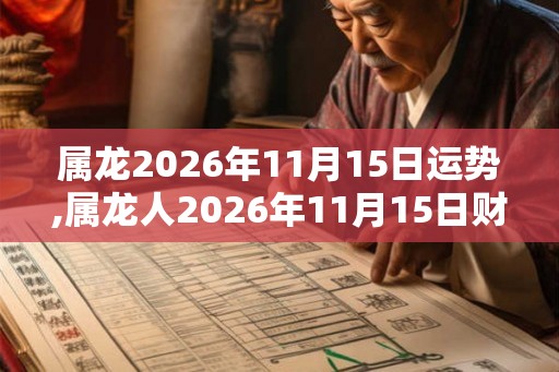 属龙2026年11月15日运势,属龙人2026年11月15日财运,生肖龙2026年11月15日运势