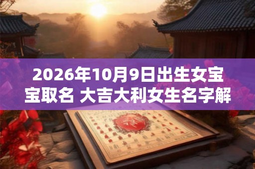 2026年10月9日出生女宝宝取名 大吉大利女生名字解析 2026年10月9日出生女宝宝取名 大吉大利女生名字解析