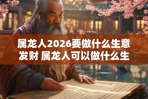 属龙人2026要做什么生意发财 属龙人可以做什么生意