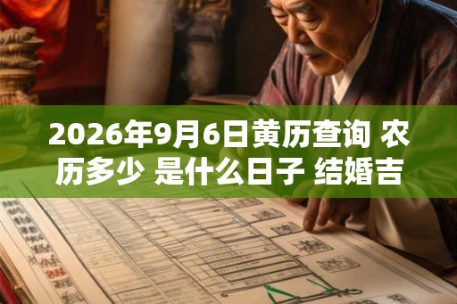 2026年9月6日黄历查询 农历多少 是什么日子 结婚吉时