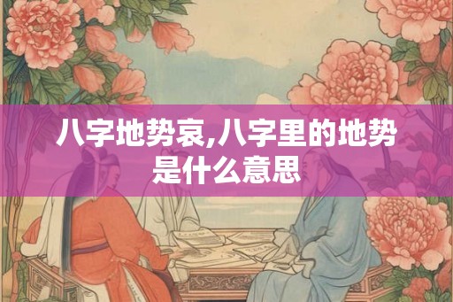 八字地势哀,八字里的地势是什么意思