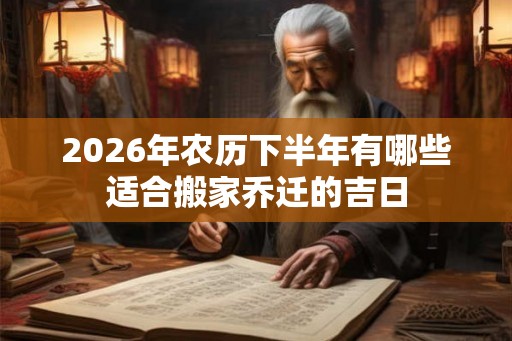 2026年农历下半年有哪些适合搬家乔迁的吉日