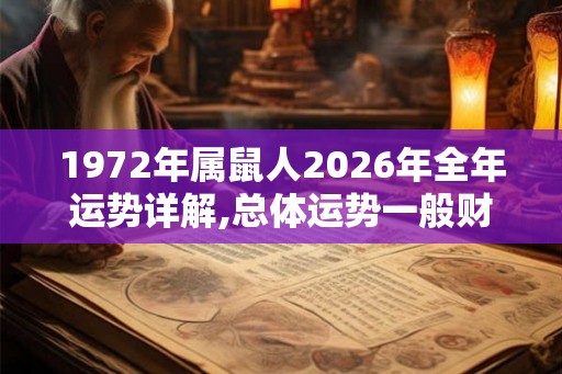 1972年属鼠人2026年全年运势详解,总体运势一般财运不稳定