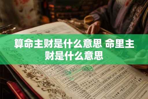 算命主财是什么意思 命里主财是什么意思