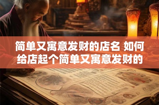 简单又寓意发财的店名 如何给店起个简单又寓意发财的名字