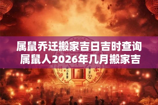 属鼠乔迁搬家吉日吉时查询 属鼠人2026年几月搬家吉利