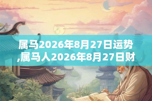 属马2026年8月27日运势,属马人2026年8月27日财运,生肖马2026年8月27日运势