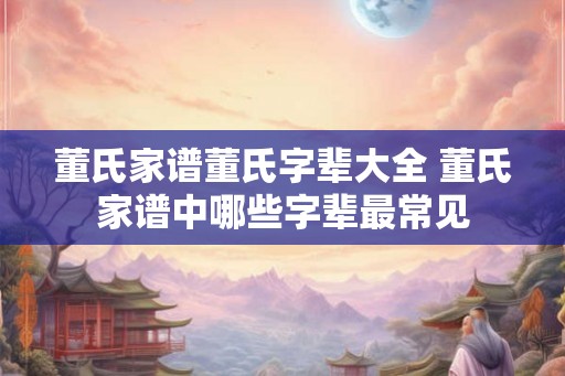 董氏家谱董氏字辈大全 董氏家谱中哪些字辈最常见