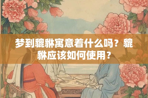 梦到貔貅寓意着什么吗？貔貅应该如何使用？