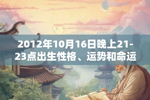 2012年10月16日晚上21-23点出生性格、运势和命运