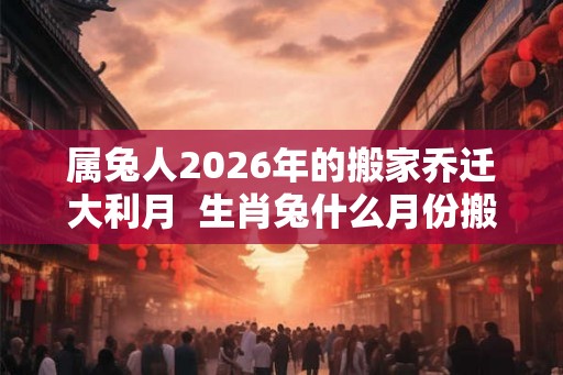 属兔人2026年的搬家乔迁大利月  生肖兔什么月份搬家好