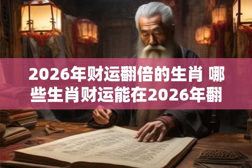2026年财运翻倍的生肖 哪些生肖财运能在2026年翻倍