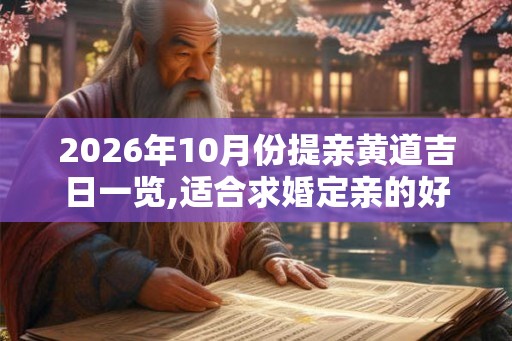 2026年10月份提亲黄道吉日一览,适合求婚定亲的好日子