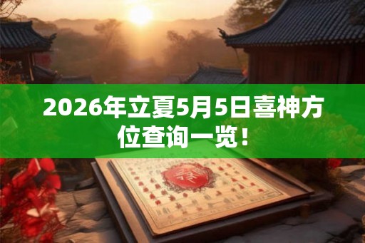 2026年立夏5月5日喜神方位查询一览！